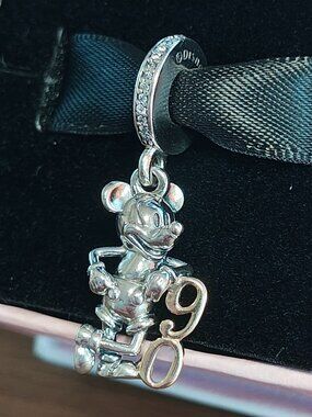 Authentic Pandora Disney Mickey Mouse 90th Anniversary Charm B801005 Two Tone